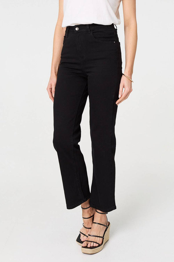 Black | High Waist Bootcut Straight Jeans
