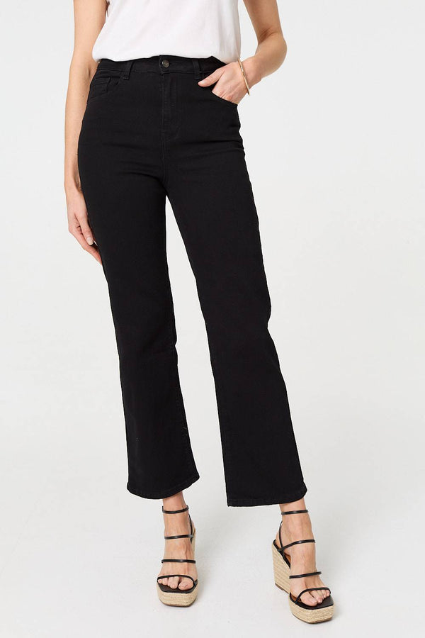 Black | High Waist Bootcut Straight Jeans
