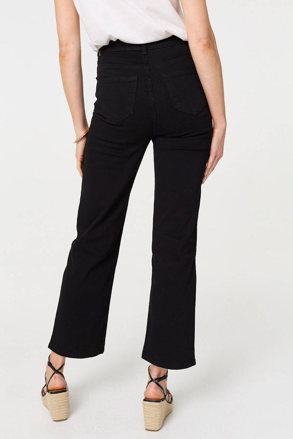 Black | High Waist Bootcut Straight Jeans
