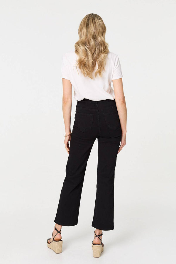 Black | High Waist Bootcut Straight Jeans
