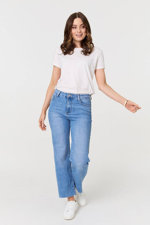 Blue | High Waist Straight Leg Denim Jeans
