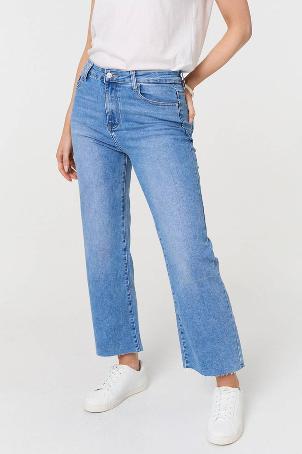 Blue | High Waist Straight Leg Denim Jeans
