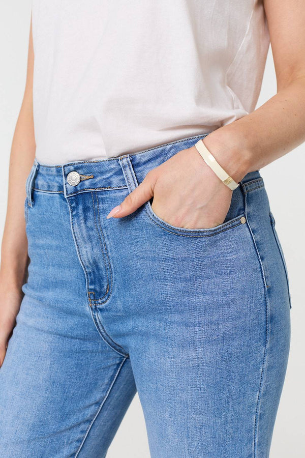 Blue | High Waist Straight Leg Denim Jeans
