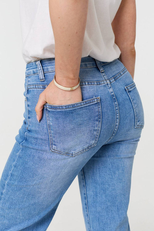 Blue | High Waist Straight Leg Denim Jeans
