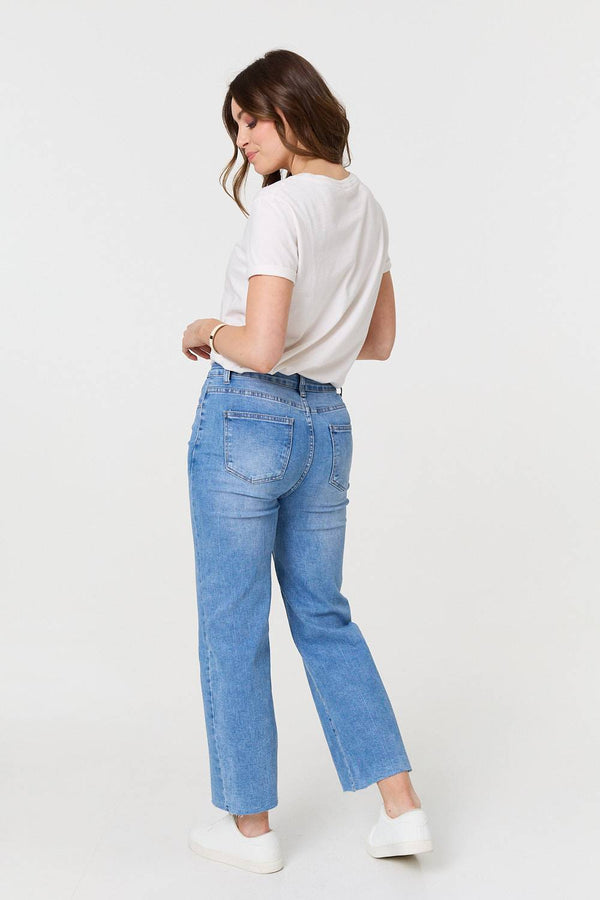 Blue | High Waist Straight Leg Denim Jeans
