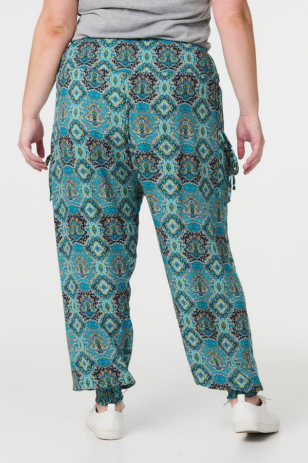 Green | Printed Pull On Tapered Pants