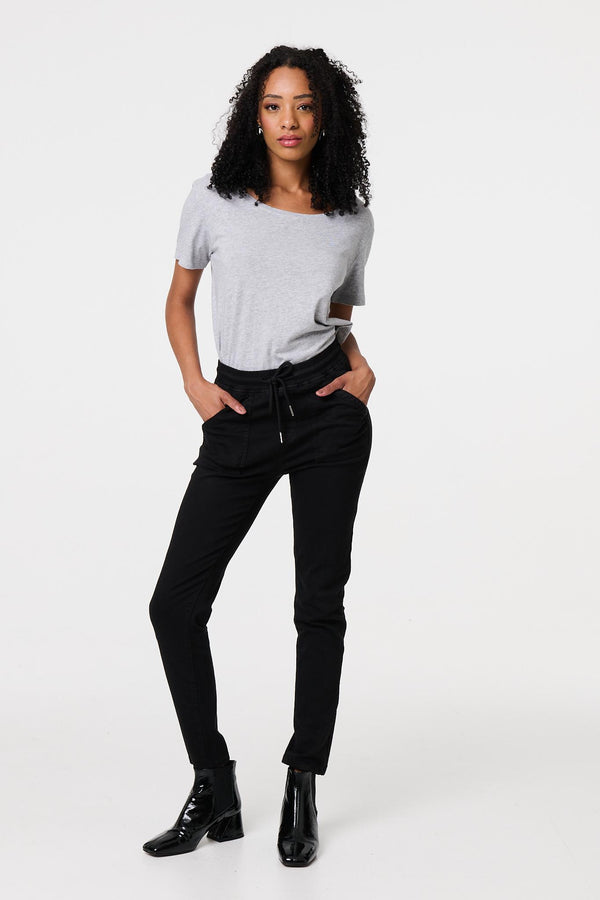 Black | Denim Skinny Ankle Grazer Leggings