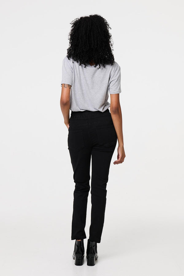 Black | Denim Skinny Ankle Grazer Leggings