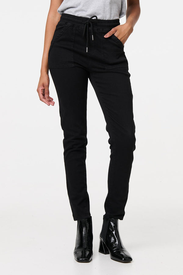 Black | Denim Skinny Ankle Grazer Leggings