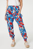 Blue | Tropical Leaf Print Harem Pants