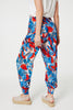 Blue | Tropical Leaf Print Harem Pants