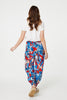 Blue | Tropical Leaf Print Harem Pants