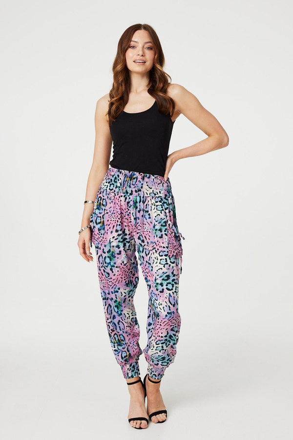 Pink | Animal Print High Waist Harem Pants