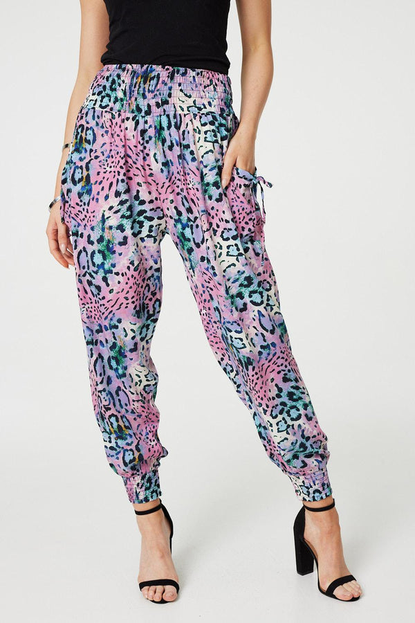 Pink | Animal Print High Waist Harem Pants