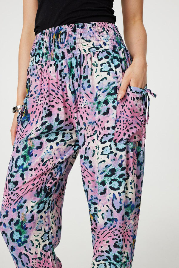 Pink | Animal Print High Waist Harem Pants