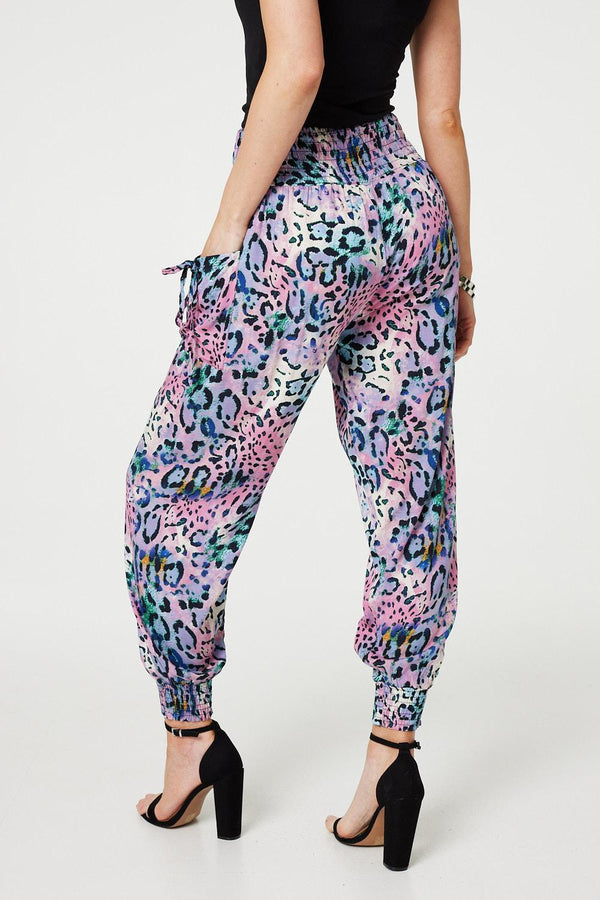 Pink | Animal Print High Waist Harem Pants