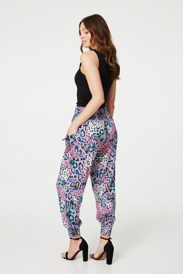 Pink | Animal Print High Waist Harem Pants