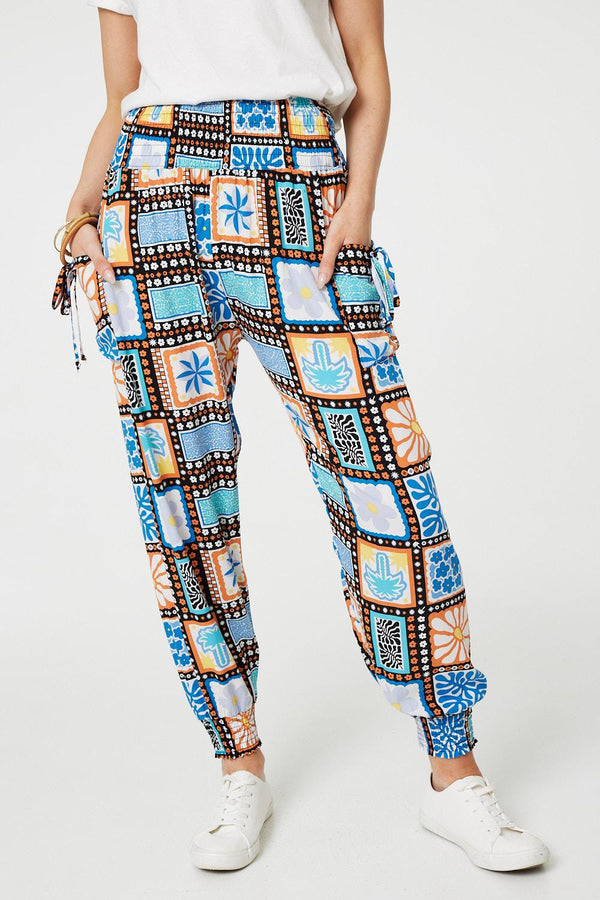 Black | Mosaic Print High Waist Harem Pants