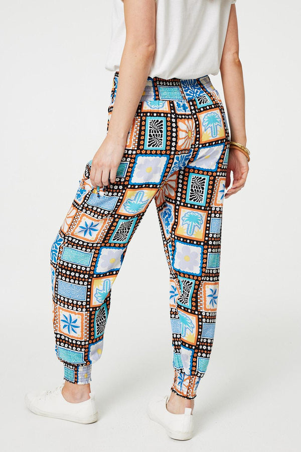 Black | Mosaic Print High Waist Harem Pants