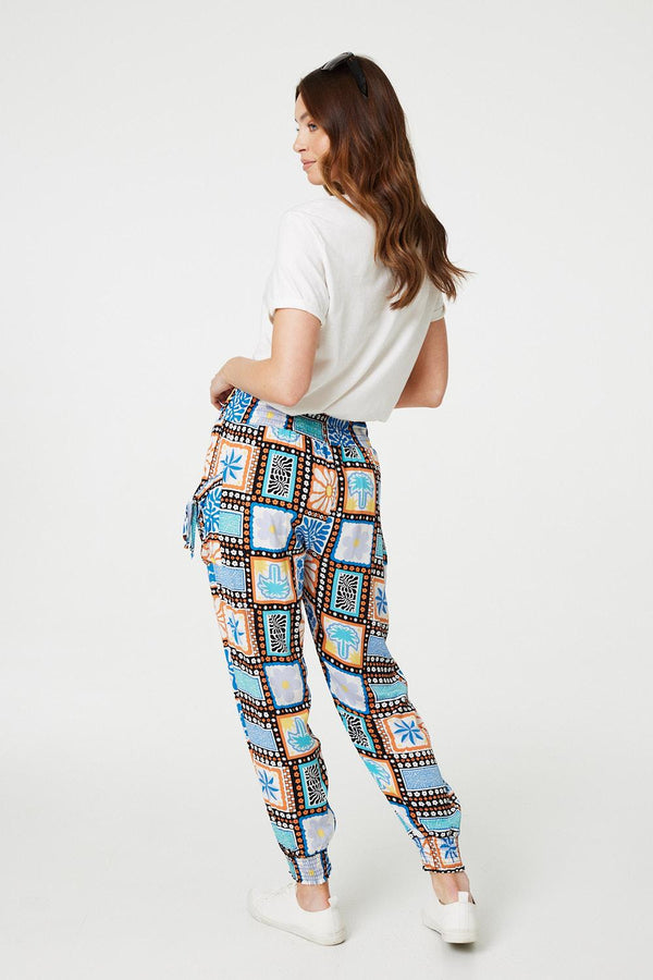 Black | Mosaic Print High Waist Harem Pants