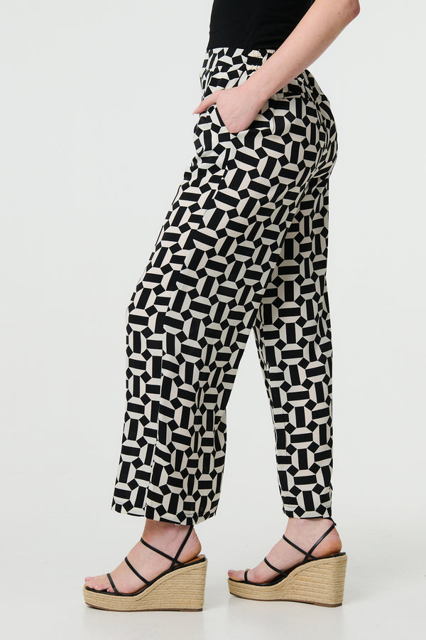 Black | Geo Print High Waist Wide Leg Trousers
