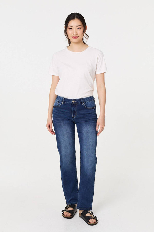 Denim | Denim Straight Fit High Waist Jeans
