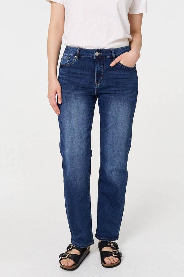 Denim | Denim Straight Fit High Waist Jeans