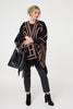 Black | Printed Tassel Fringe Longline Poncho
