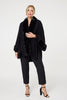 Black | Faux Fur Longline Hanky Hem Poncho
