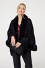 Black | Faux Fur Longline Hanky Hem Poncho
