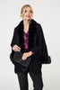 Black | Faux Fur Longline Hanky Hem Poncho
