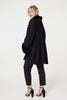 Black | Faux Fur Longline Hanky Hem Poncho
