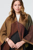 Brown | Colour Block 3/4 Sleeve Relaxed Poncho
