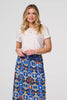 Blue | Printed Shirred High Waist Maxi Skirt