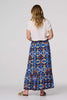 Blue | Printed Shirred High Waist Maxi Skirt