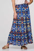 Blue | Printed Shirred High Waist Maxi Skirt