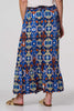 Blue | Printed Shirred High Waist Maxi Skirt