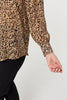 Beige | Animal Print High Neck Loose Fit Blouse
