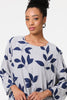 Blue | Leaf Print Longline Layered Tunic Blouse
