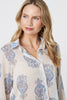 Blue | Printed Button Down Tie Front Shirt