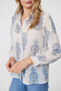 Blue | Printed Button Down Tie Front Shirt