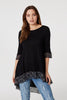 Black | High Low Frilled Hem Tunic Top