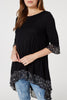 Black | High Low Frilled Hem Tunic Top