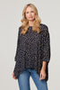 Navy | Polka Dot Oversize Blouse Top