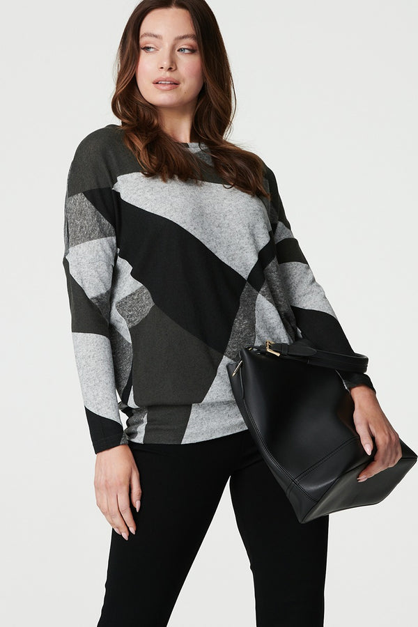 Grey | Abstract Print Relaxed Sweater