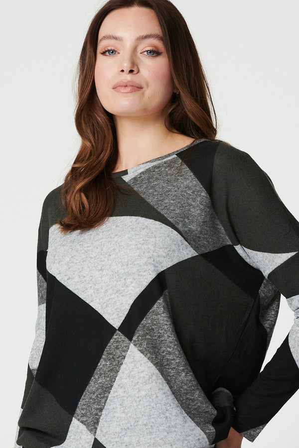 Grey | Abstract Print Relaxed Sweater