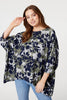 Green | Leaf Print Oversized Blouse Top