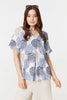 Blue | Printed V-Neck 1/2 Sleeve Blouse : Model is 5'9