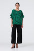 Green | Polka Dot Frilled 1/2 Sleeve Blouse
