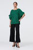 Green | Polka Dot Frilled 1/2 Sleeve Blouse
